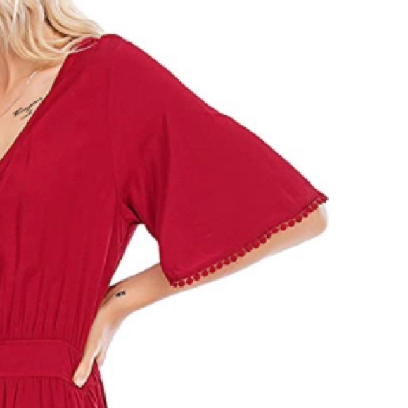 Short Sleeve V Neck Casual Bohemian Maxi Dress - Picture 4 of 8